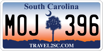 SC license plate MOJ396