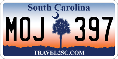 SC license plate MOJ397