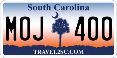 SC license plate MOJ400
