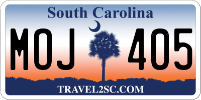 SC license plate MOJ405