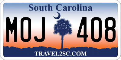 SC license plate MOJ408