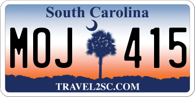 SC license plate MOJ415