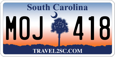 SC license plate MOJ418