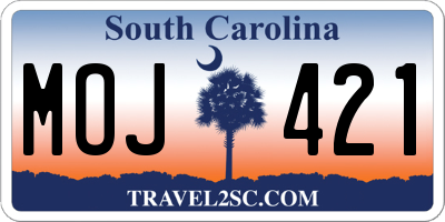 SC license plate MOJ421