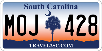 SC license plate MOJ428