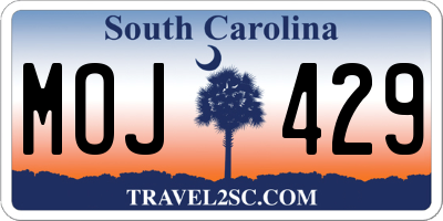 SC license plate MOJ429