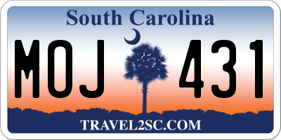 SC license plate MOJ431