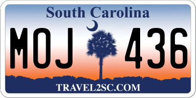 SC license plate MOJ436