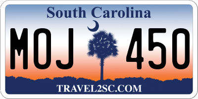 SC license plate MOJ450