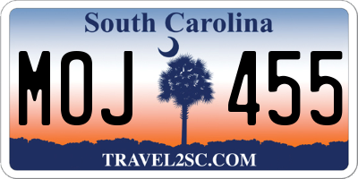 SC license plate MOJ455