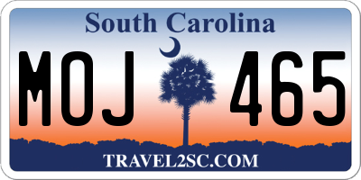 SC license plate MOJ465