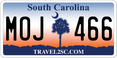 SC license plate MOJ466