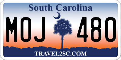 SC license plate MOJ480