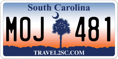 SC license plate MOJ481