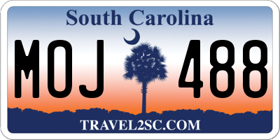 SC license plate MOJ488