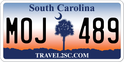 SC license plate MOJ489