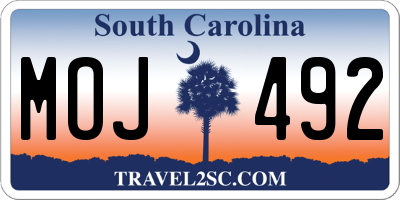 SC license plate MOJ492