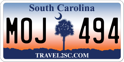 SC license plate MOJ494
