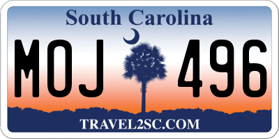SC license plate MOJ496