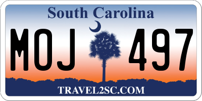SC license plate MOJ497