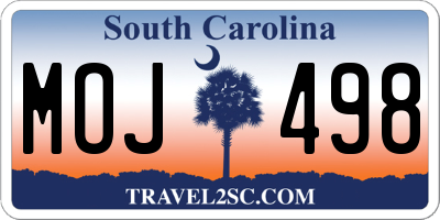 SC license plate MOJ498