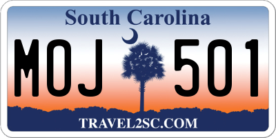 SC license plate MOJ501