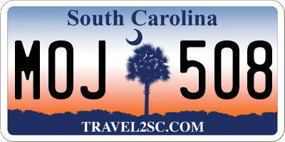 SC license plate MOJ508