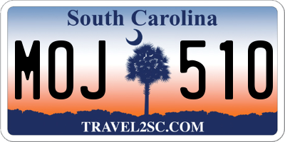 SC license plate MOJ510