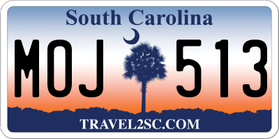 SC license plate MOJ513