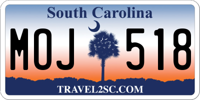 SC license plate MOJ518