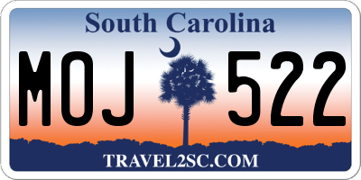 SC license plate MOJ522