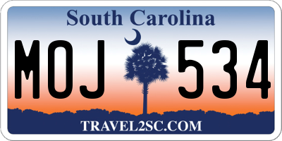 SC license plate MOJ534