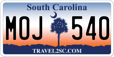 SC license plate MOJ540