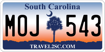 SC license plate MOJ543
