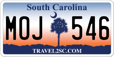 SC license plate MOJ546