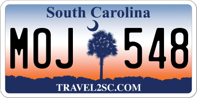 SC license plate MOJ548