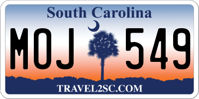 SC license plate MOJ549