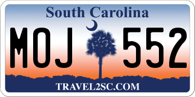 SC license plate MOJ552