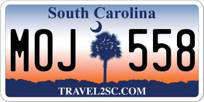 SC license plate MOJ558