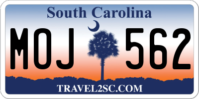 SC license plate MOJ562