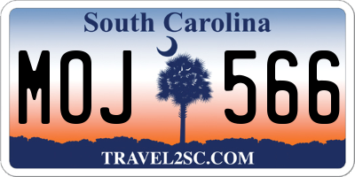 SC license plate MOJ566