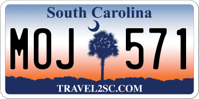 SC license plate MOJ571