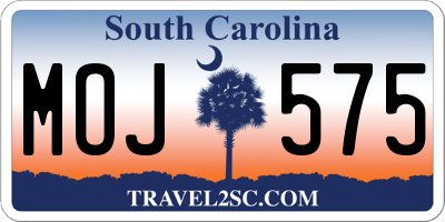 SC license plate MOJ575