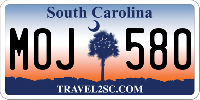SC license plate MOJ580