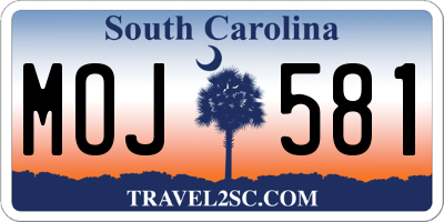 SC license plate MOJ581