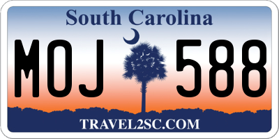 SC license plate MOJ588