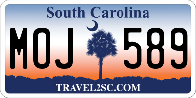 SC license plate MOJ589