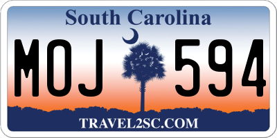 SC license plate MOJ594