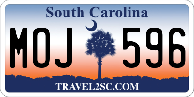 SC license plate MOJ596