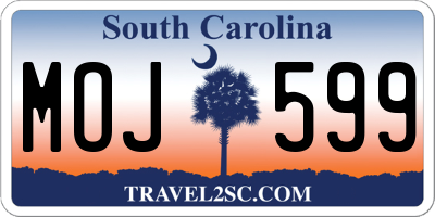 SC license plate MOJ599